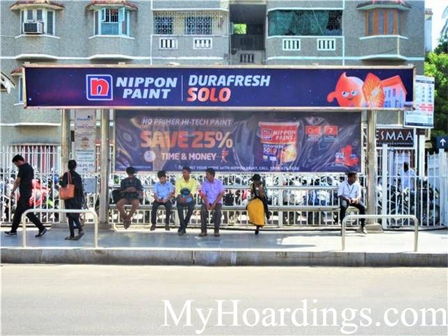 Hoardings rates in Chennai, Bus Shelters at Thirumangalam Metro Station Bus Stop 2 in Chennai, Flex Banner TN